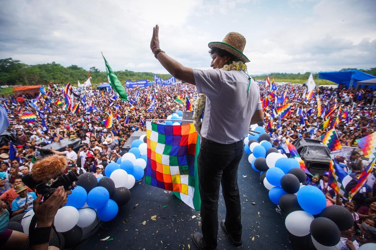 Evo Morales en Chimoré, el 11 de noviembre de 2020, frente a un millón de personas.