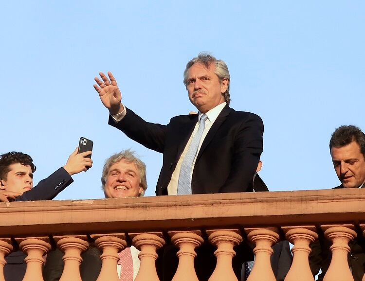 Fernández, el día de su asunción, en la Casa Rosada. 