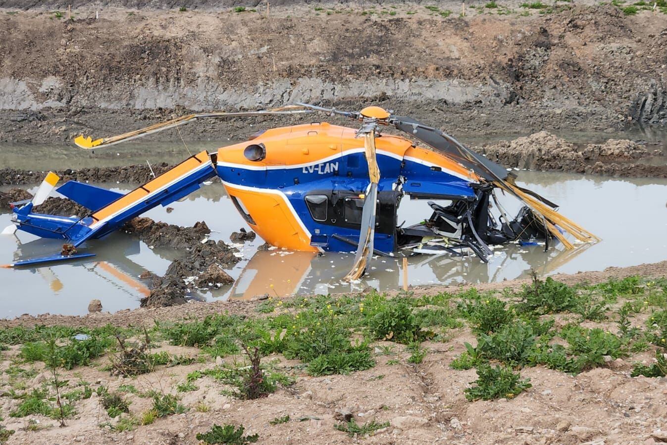 Cayó un helicóptero en Don Torcuato. Imagen: Ministerio de Seguridad PBA.