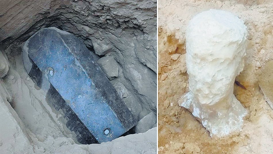 La tumba encontrada en la ciudad de Alejandría y el busto de alabastro.