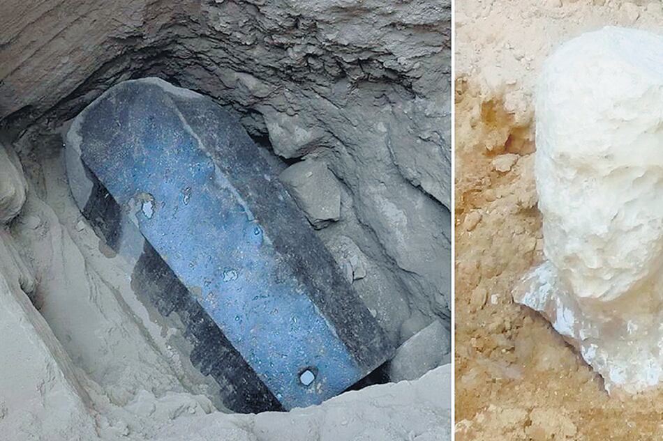 La tumba encontrada en la ciudad de Alejandría y el busto de alabastro.