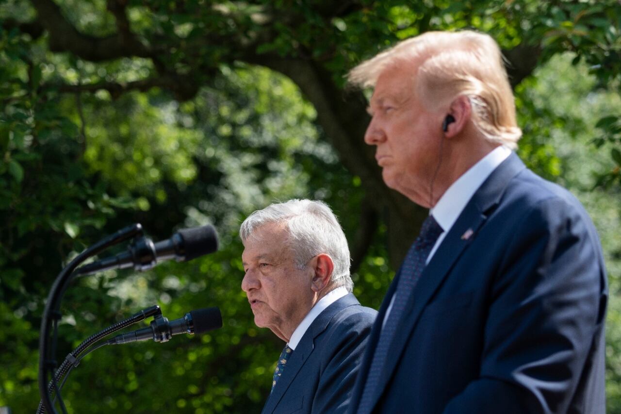 López Obrador y Trump, en el jardín de la Casa Blanca.