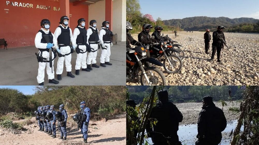 Militares, gendarmes y policías vigilan la frontera en Aguas Blancas