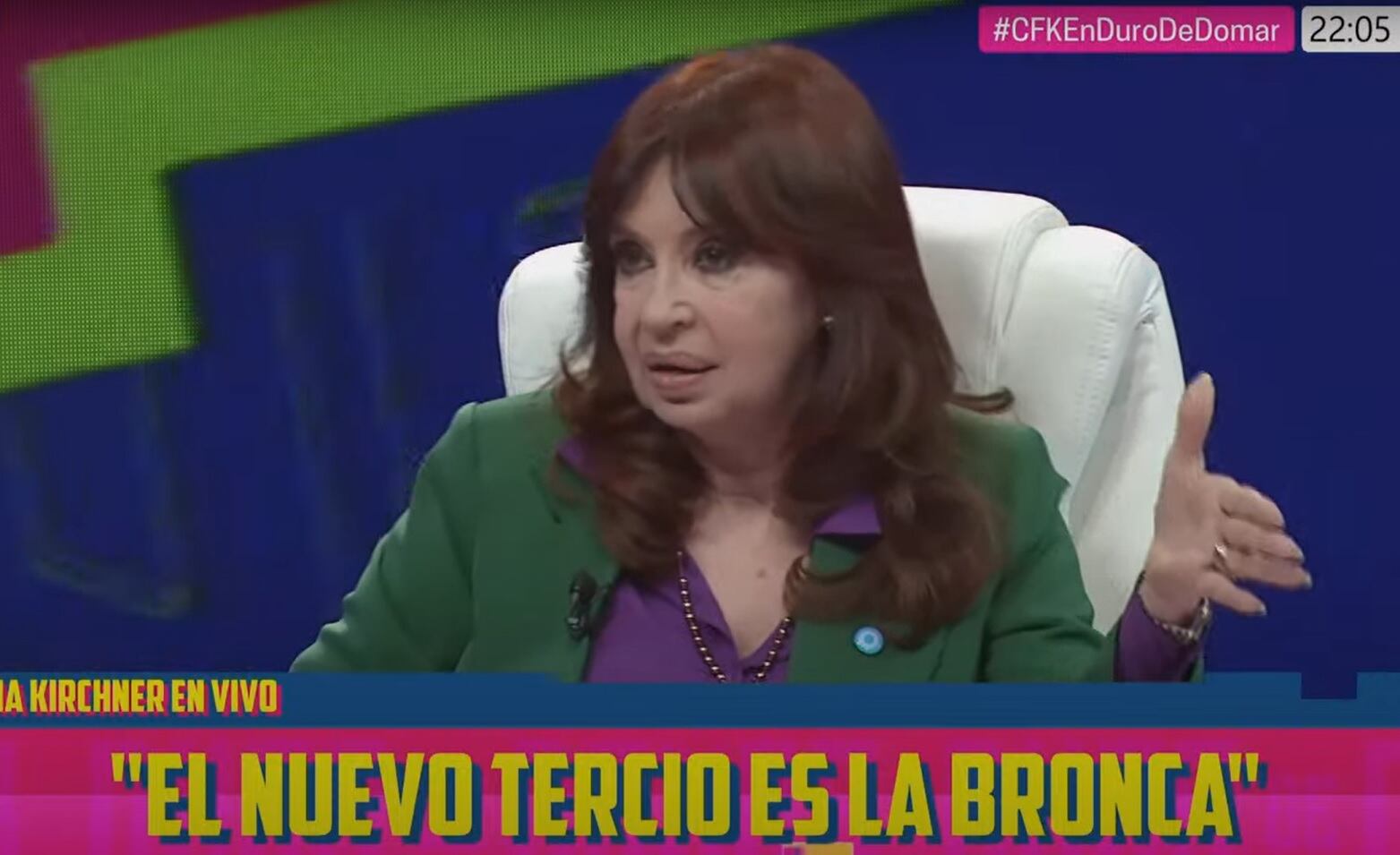 Pasadas las 22, la entrevista a Cristina tuvo su pico de rating, con 11 puntos (Foto: Captura C5N).