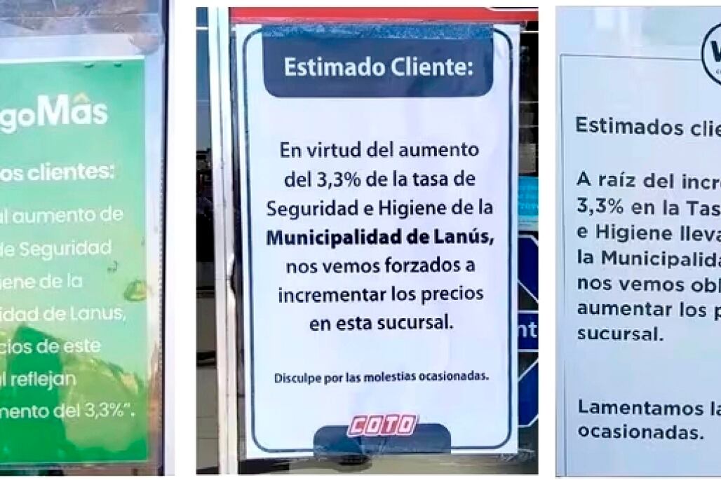 Los supermercados atribuyeron la suba de precios al alza de la tasa municipal.