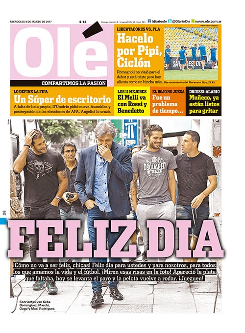 La tapa de hoy del diario deportivo Olé.