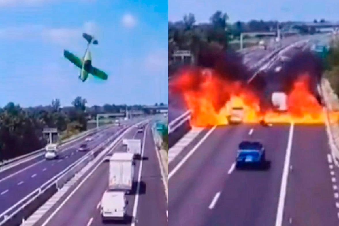 El momento del accidente, captado por las cámaras.