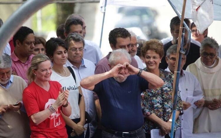 Un momento del discurso de Lula este sábado.