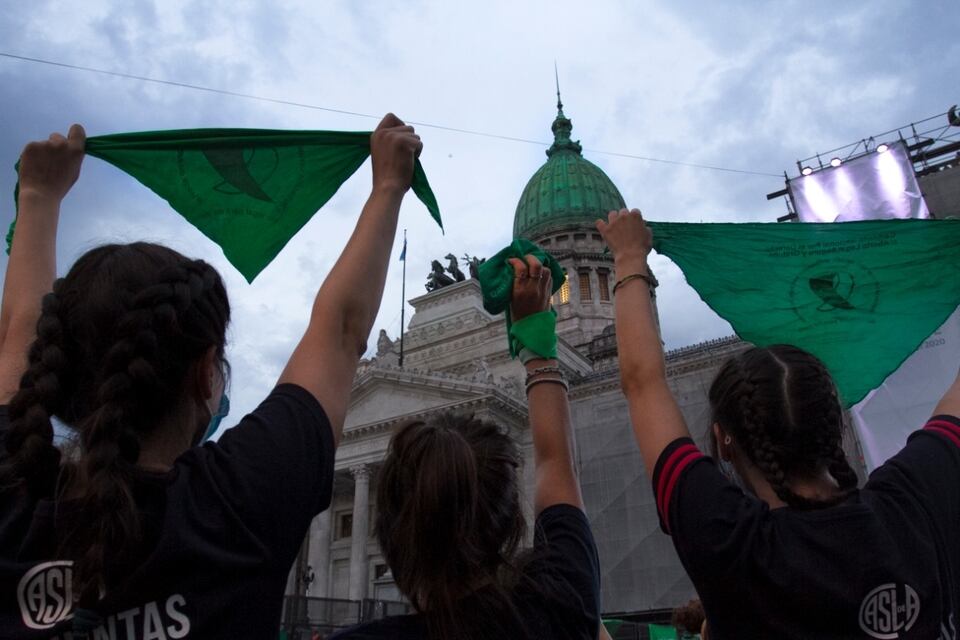 Una de las movilizaciones verdes frente al Congreso.