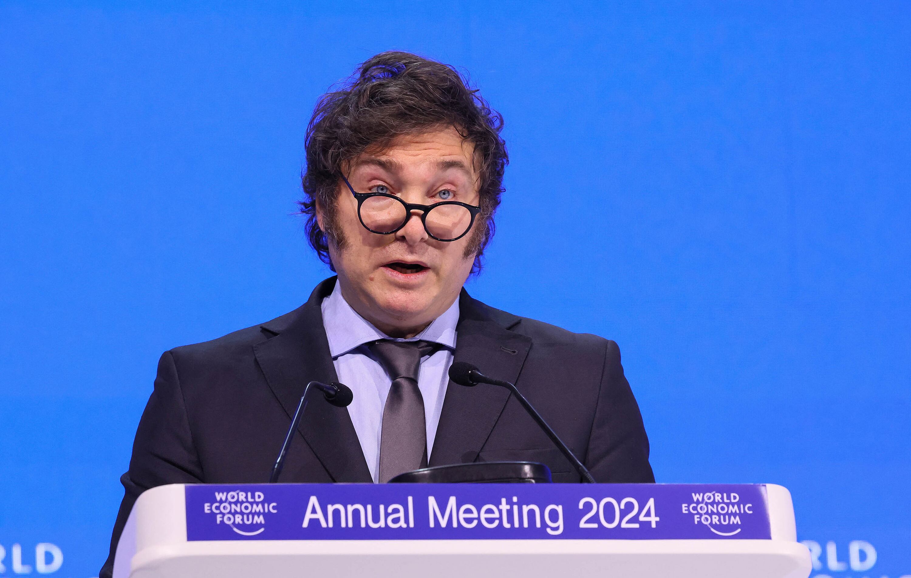 Javier Milei durante su discurso en el World Economic Forum