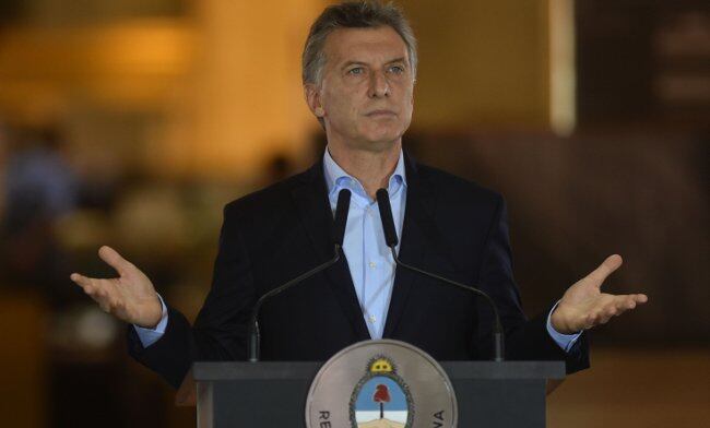 Macri hizo su análisis del paro durante un acto en el Banco Nación.