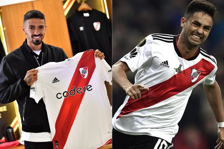 Manuel Lanzini (RRSS del club) ya es jugador de River y "Pity" Martínez (AFP) está al caer. 