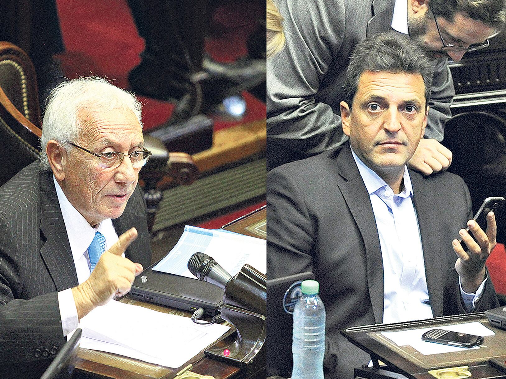 Héctor Recalde y Sergio Massa, autores de dos de los proyectos que serán parte del debate.