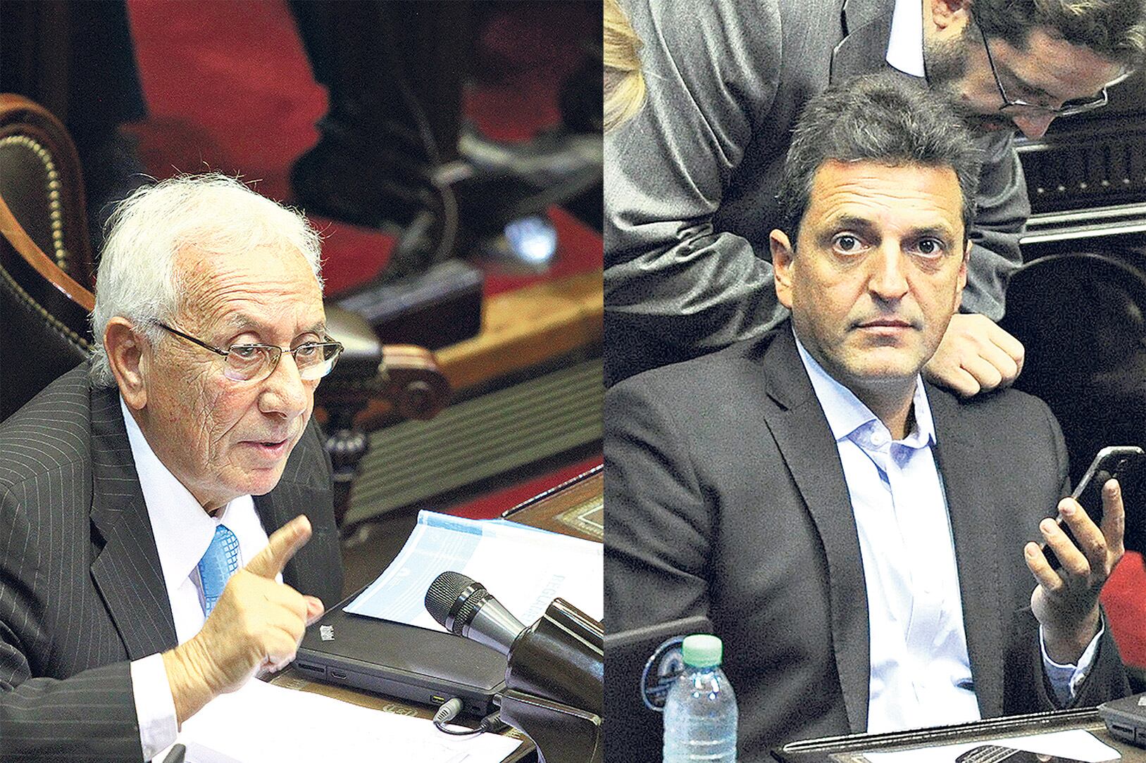 Héctor Recalde y Sergio Massa, autores de dos de los proyectos que serán parte del debate.