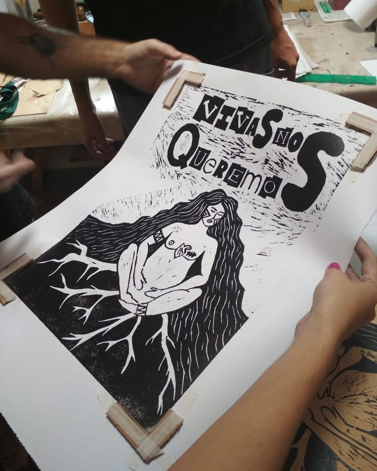 Uno de los grabados creados en las vigilias gráficas feministas