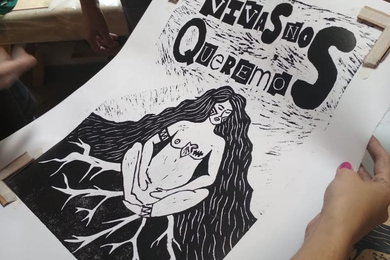 Uno de los grabados creados en las vigilias gráficas feministas