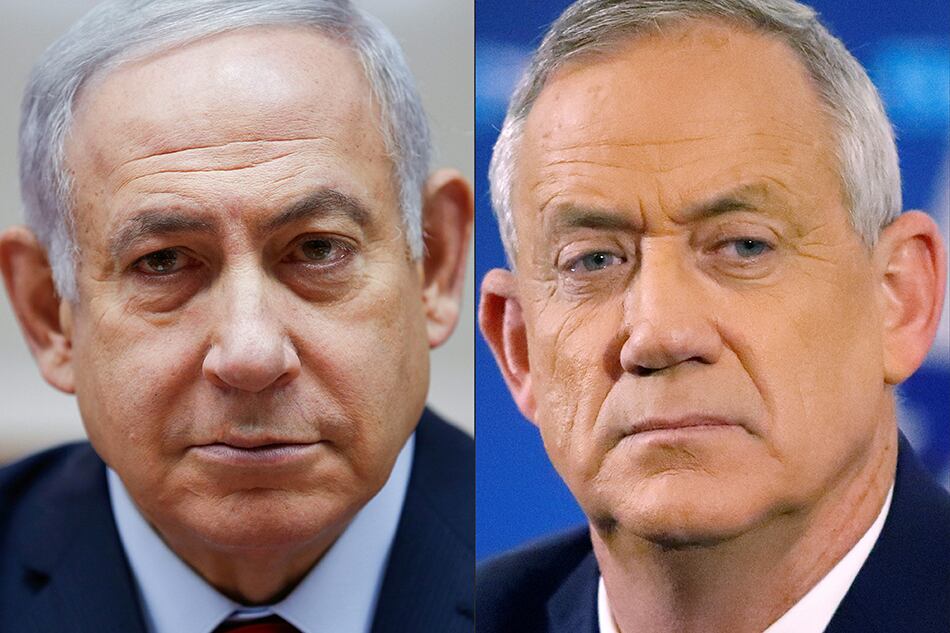 Los rivales políticos de Israel: Netanyahu y Gantz.