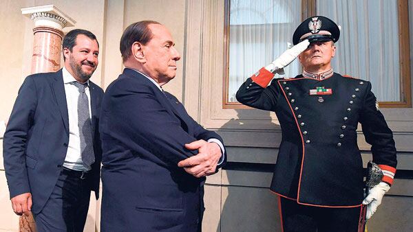 Salvini y Berlusconi, dos protagonistas de las negociaciones en Italia.