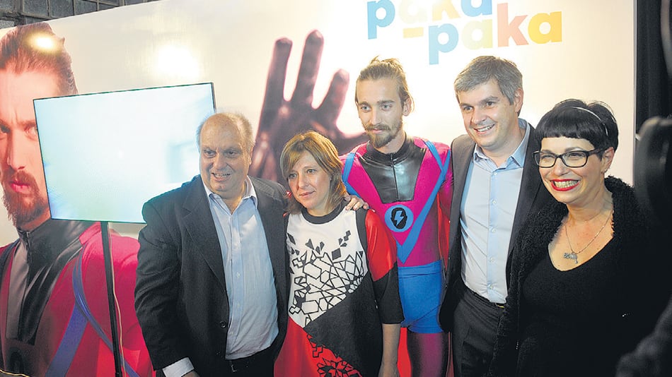 Hernán Lombardi y Marcos Peña en el lanzamiento de la temporada 2016 de las señales ahora en riesgo.