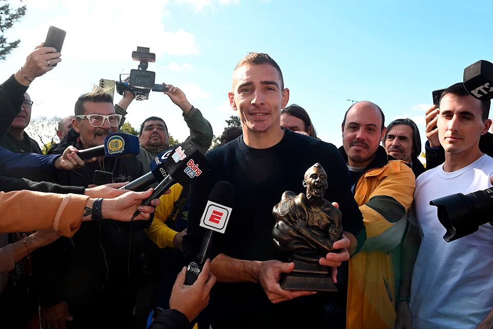 Marco Rubén ayer, de regreso a su casa futbolística.