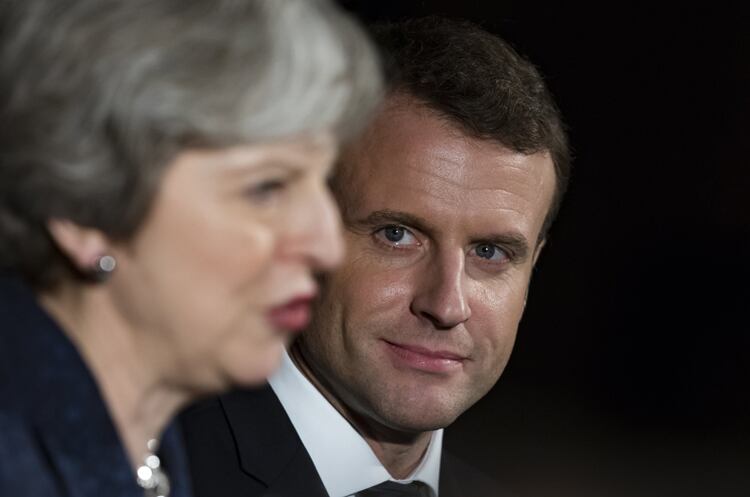 Macron junto a May, en la conferencia de prensa que compartieron hoy.
