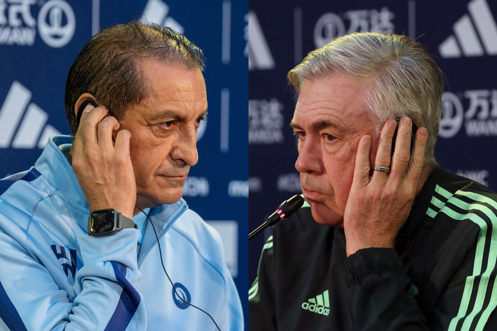 El riojano Ramón Díaz y el italiano Carlo Ancelotti, los DTs de la final.