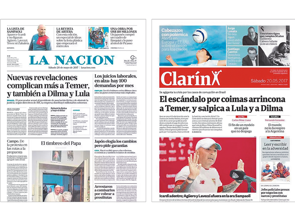 En Argentina, los diarios La Nación y Clarín se sumaron al globo de O Globo.
