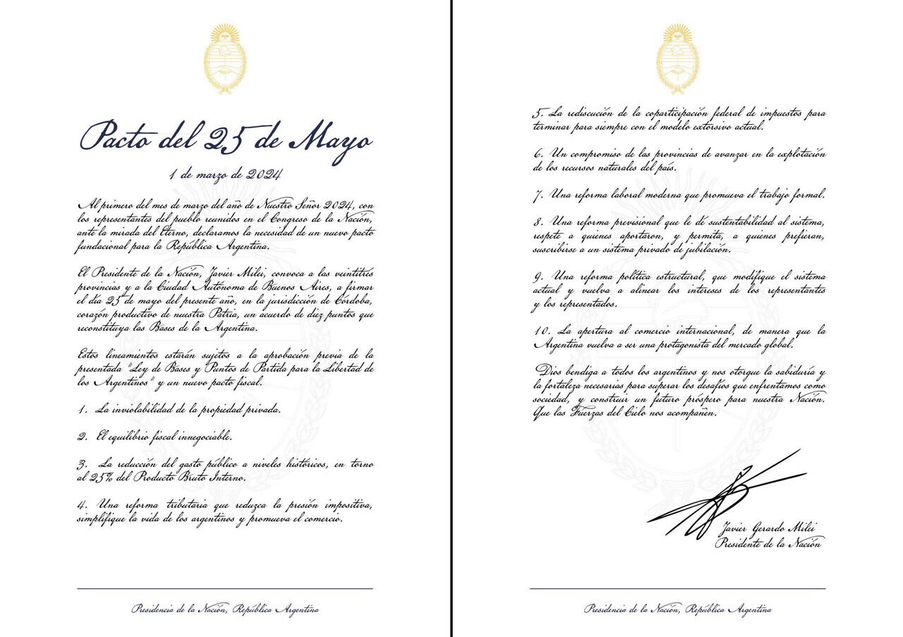 El texto subido a las redes por el Gobierno de Milei. 