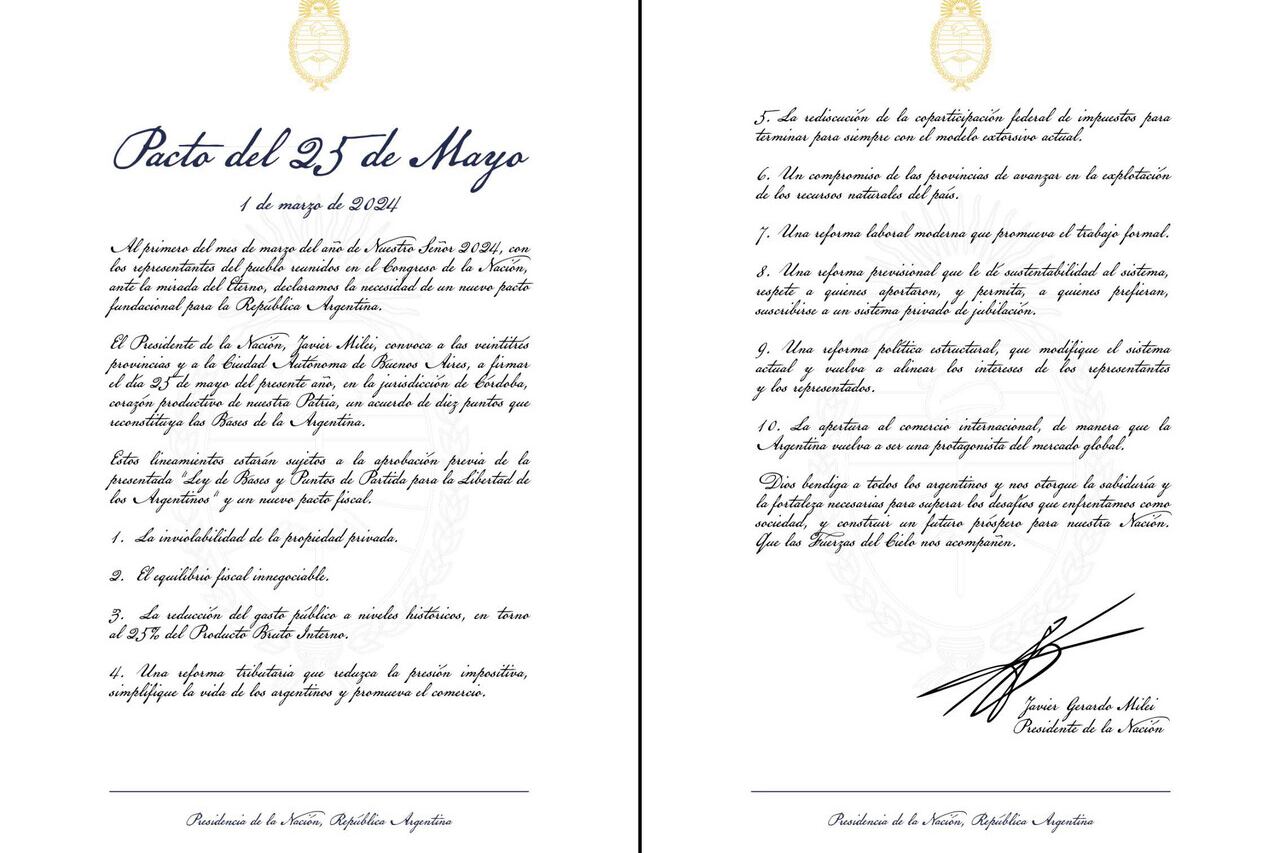 El texto subido a las redes por el Gobierno de Milei.