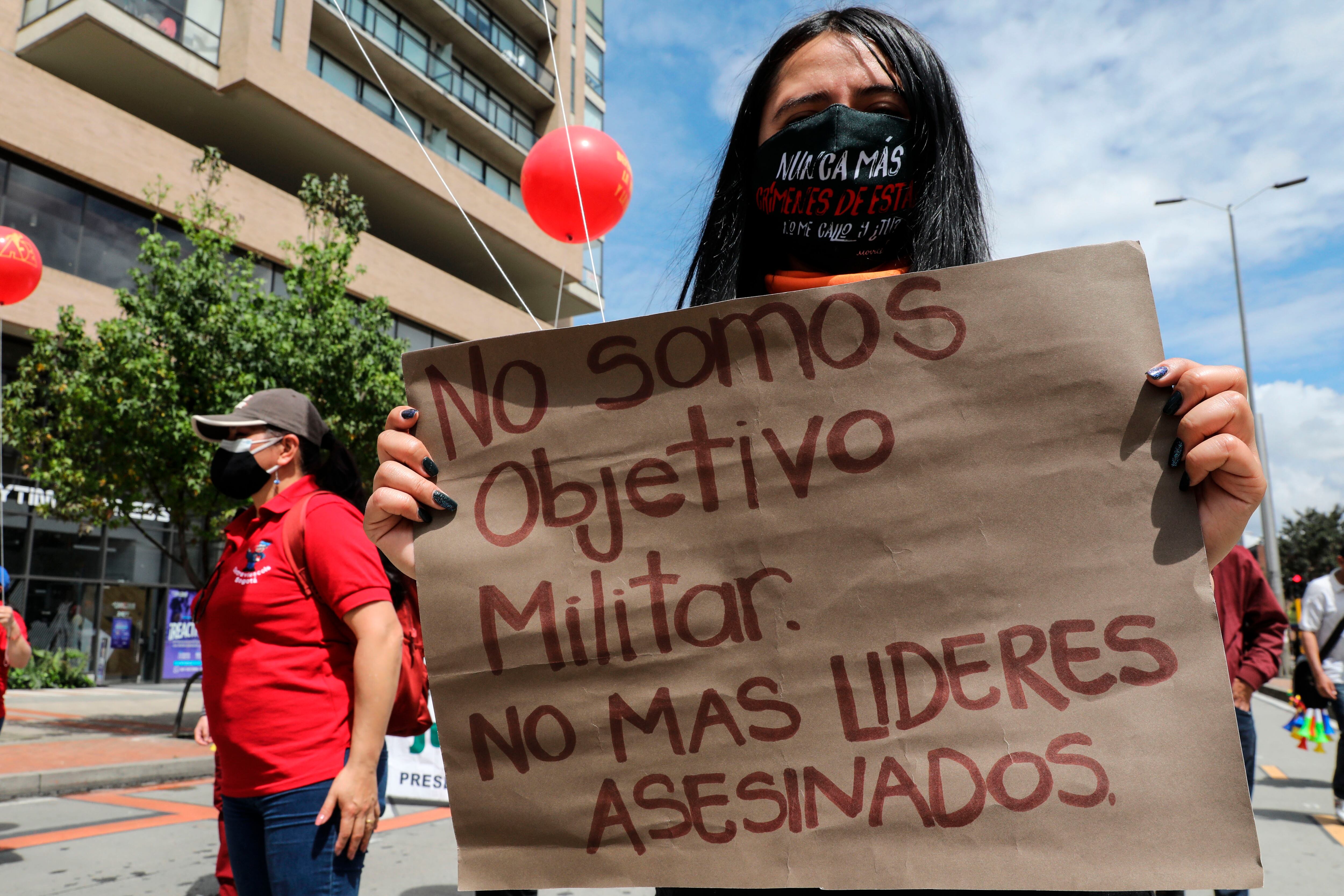 Protesta contra el gobierno de Duke de la multisectorial en Bogotá.