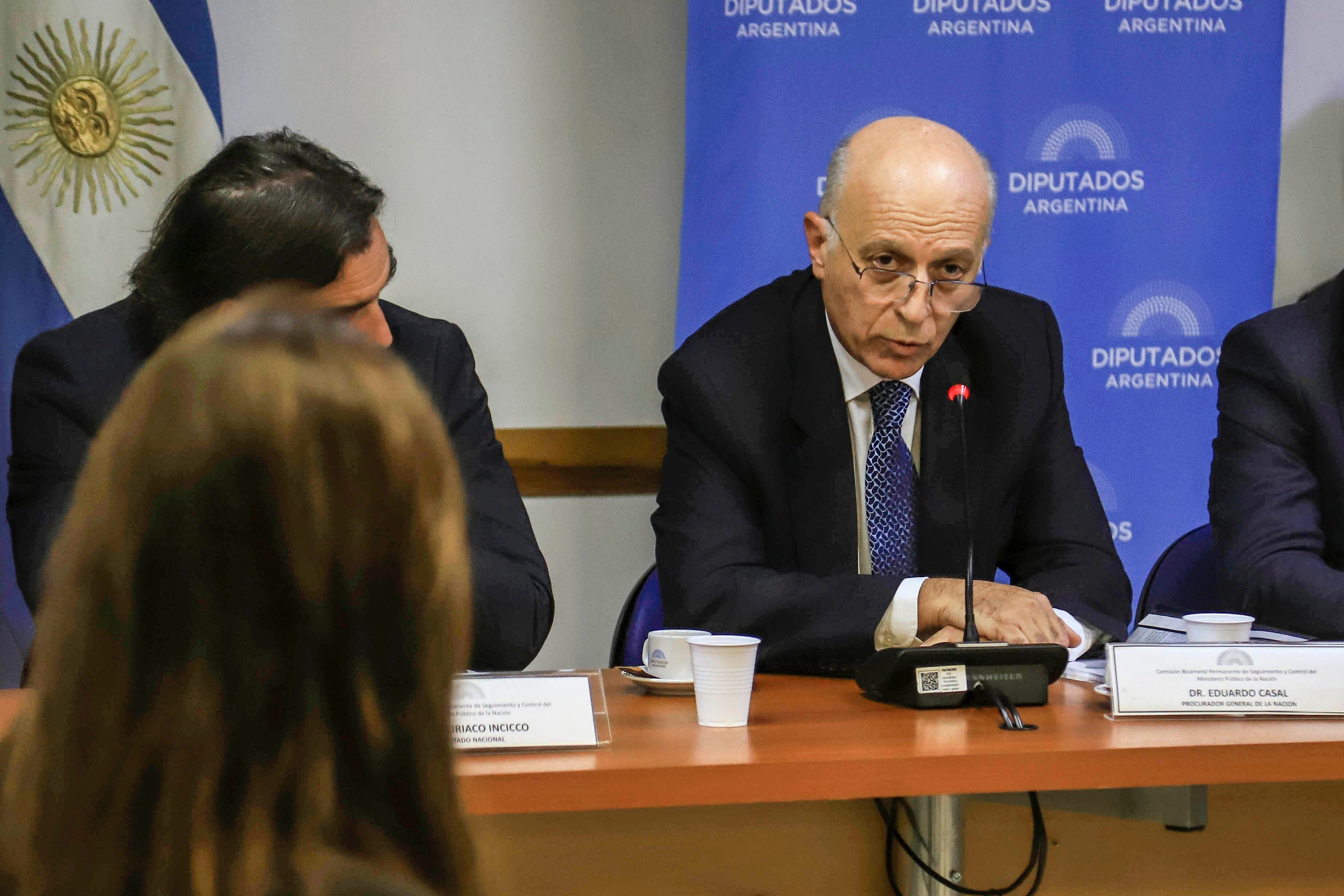 Casal, en una exposición en Diputados durante la gestión Cambiemos.