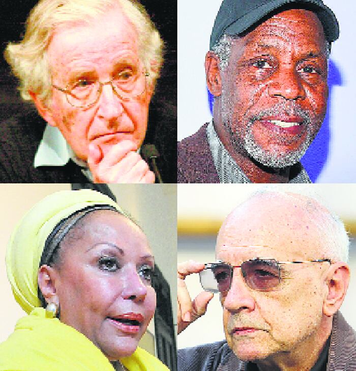 Noam Chomsky, Danny Glover, Piedad Córdoba y Emir Sader.