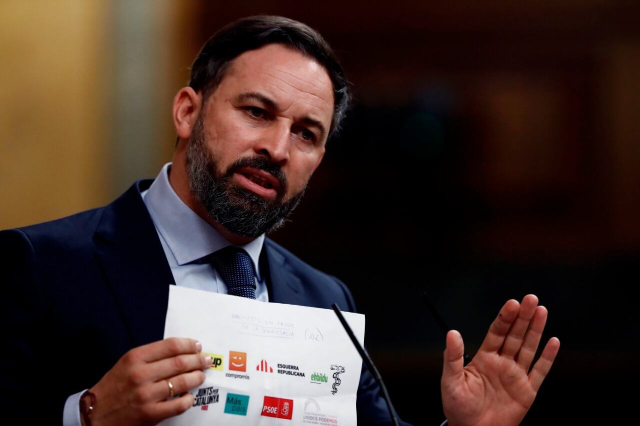 El líder de Vox, Santiago Abascal, durante una intervención en el Congreso