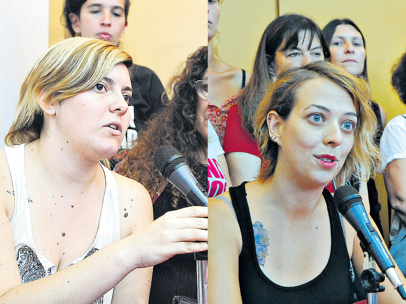 Natalia Milduberger.  A la derecha, Laura Arnes.
