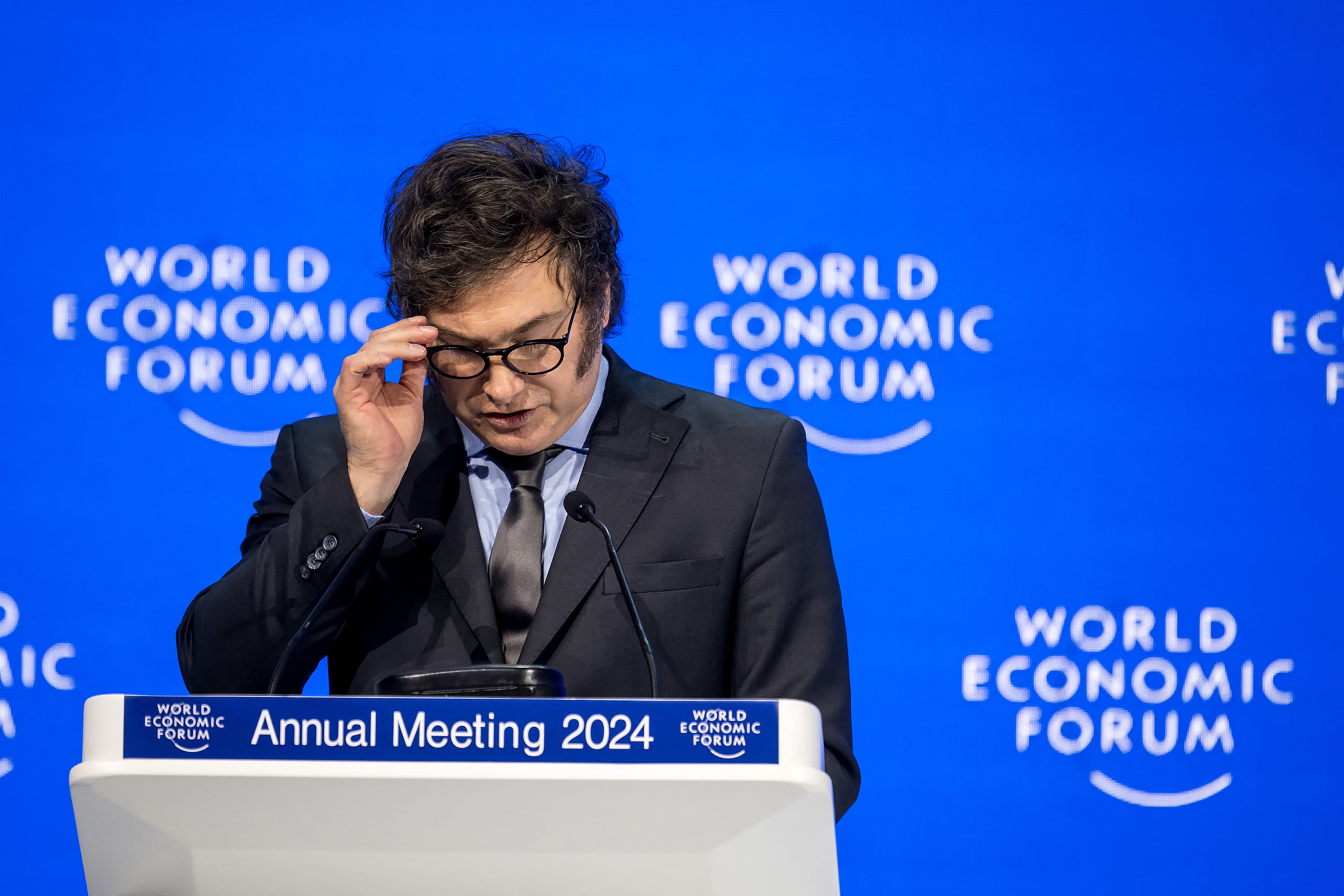Javier Milei durante su discurso en el Word Economic Forum de Davos
