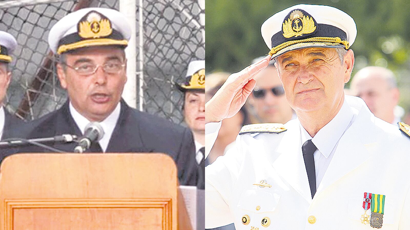El contraalmirante Luis López Mazzeo y el ex jefe de la Armada Marcelo Srur.