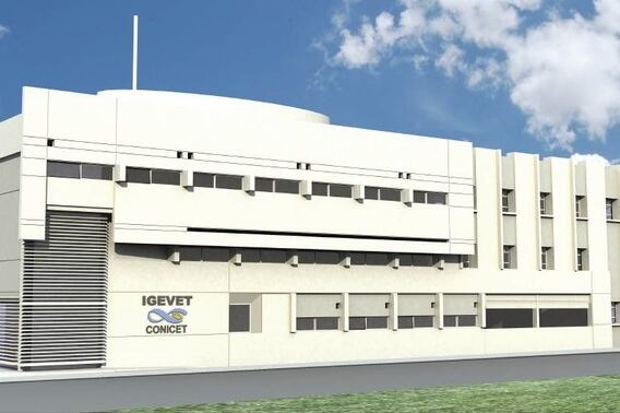 El render del edificio del Instituto de Genética Veterinaria.