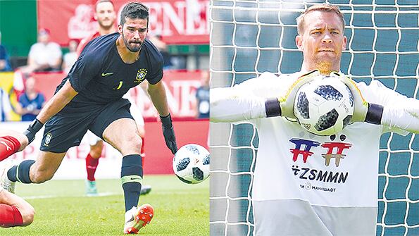 Alisson, figura en la selección brasileña. Manuel Neuer, el uno de Alemania.