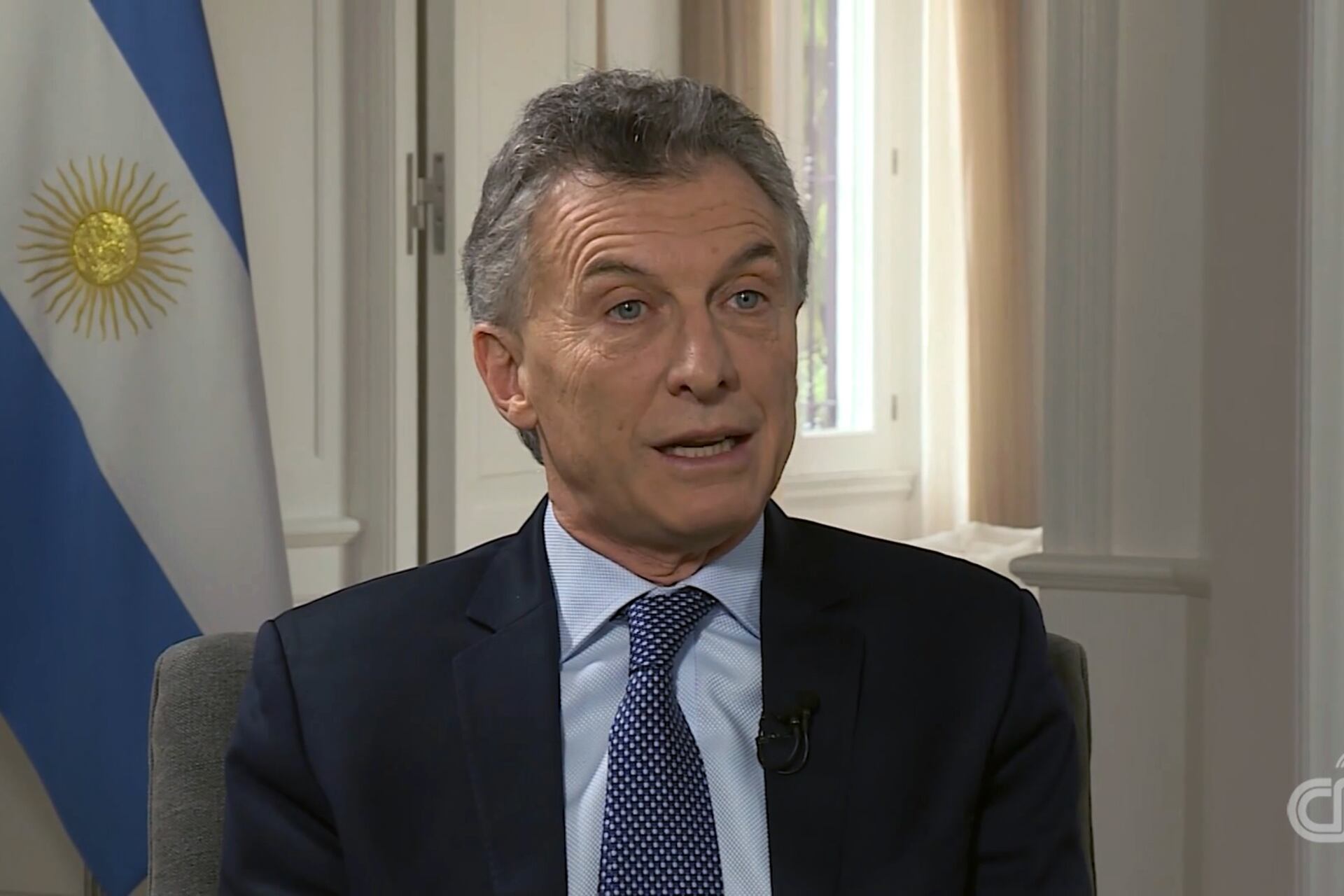 El presidente Mauricio Macri, entrevistado por la señal estadounidense CNN.