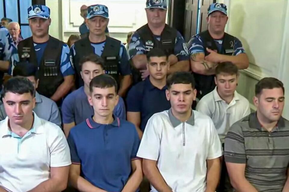 El grupo de ocho rugbiers acusados por el crimen de Fernando Báez Sosa.
