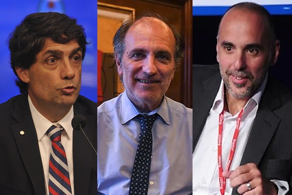 Hernán Lacunca (PRO), Eduardo Hecker (Banco Nación) y Agustín D´Atellis (Banco Central)