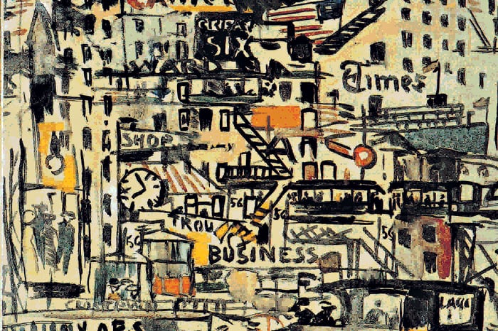 Paisaje de Nueva York, óleo sobre cartón de Torres García de 1920; 47,5 x 58,4 cm.