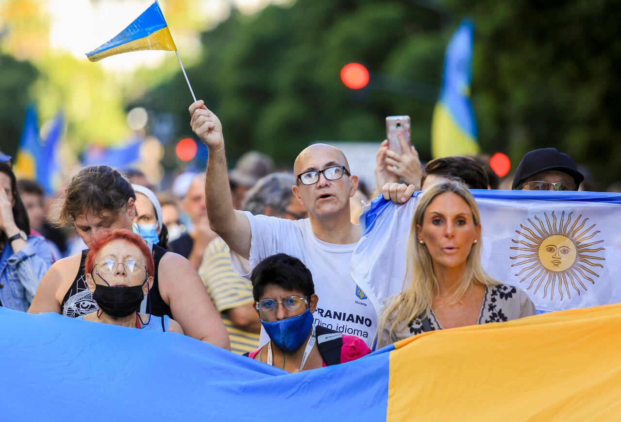 Manifestación porteña a favor de Ucrania.
