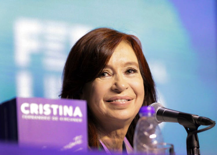 Cristina Fernández de Kirchner, en uno de los actos de presentación de "Sinceramente".