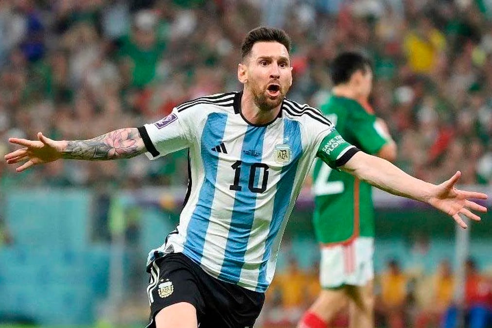 Messi festeja el primer gol ante México en el Mundial de Qatar 2022