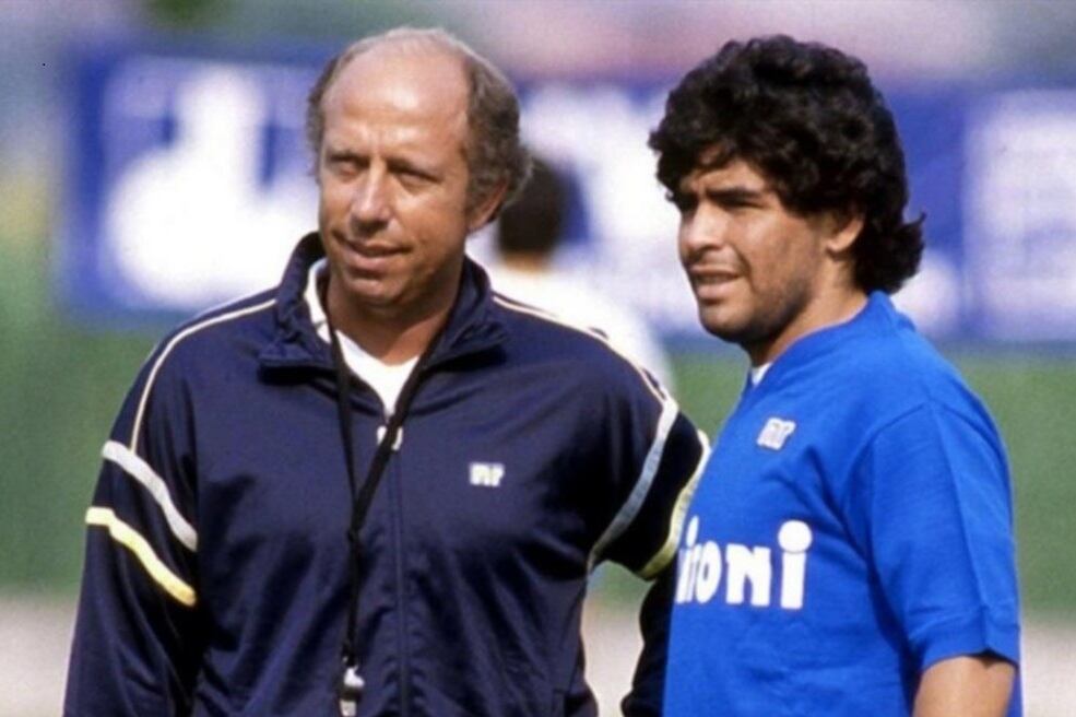 Ottavio Bianchi con Maradona, en los años felices en el Napoli