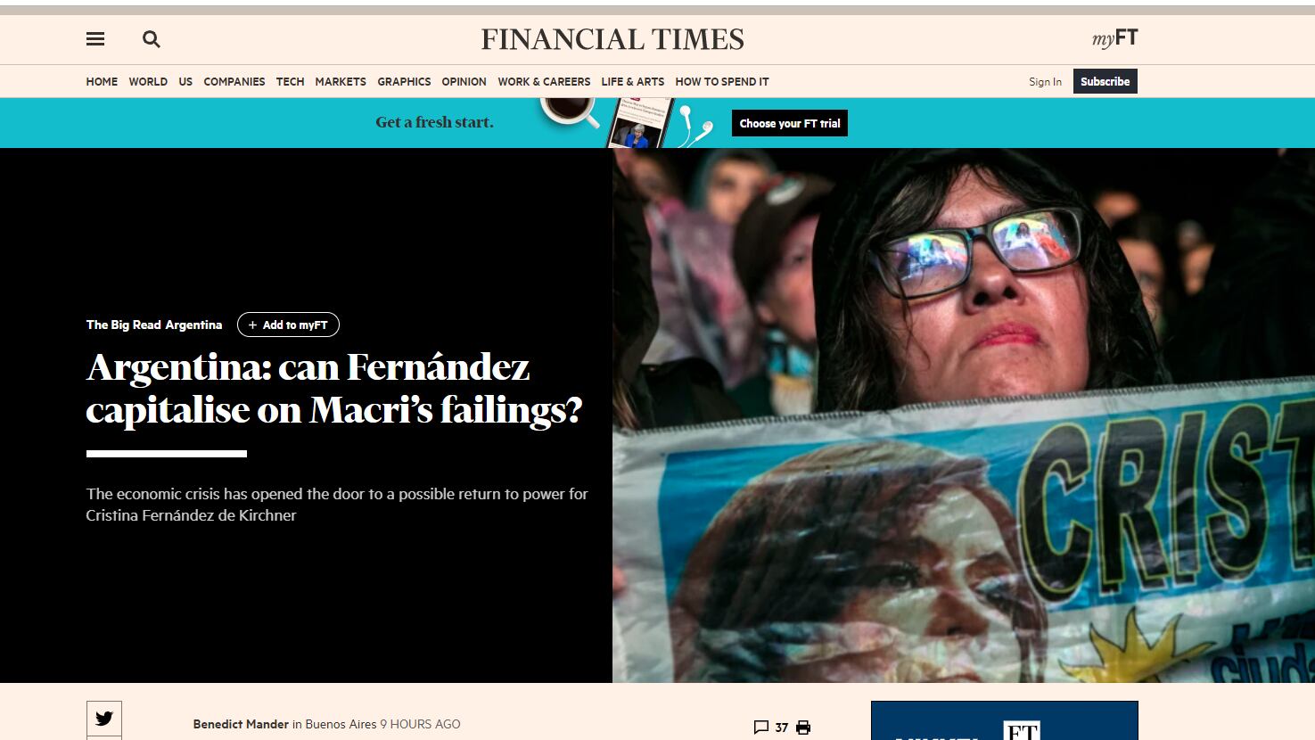 "¿Podrá Fernández capitalizar los errores de Macri?", se pregunta el Financial Times.