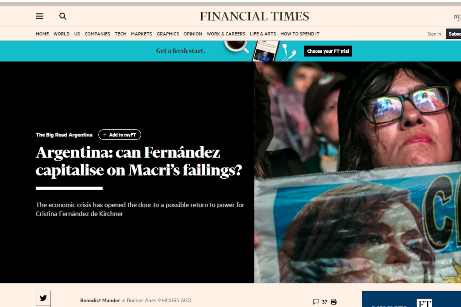 "¿Podrá Fernández capitalizar los errores de Macri?", se pregunta el Financial Times.
