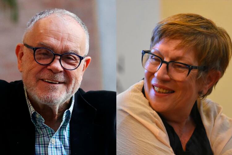 Giardinelli, organizador del foro, y María Teresa Andruetto, a cargo de la apertura.