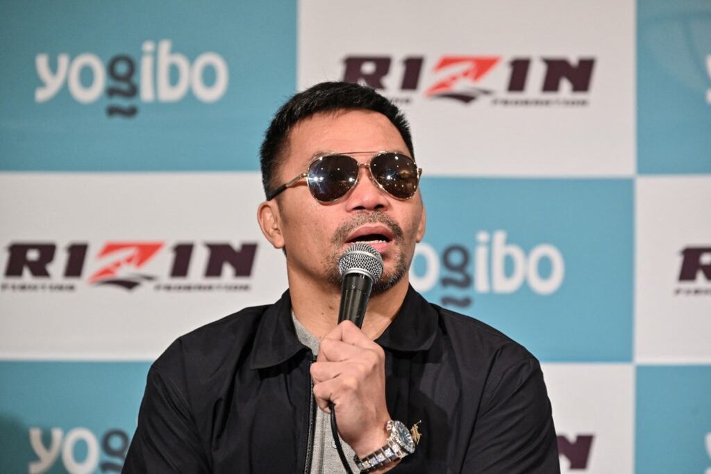Manny Pacquiao durante la conferencia de prensa en Tokio.